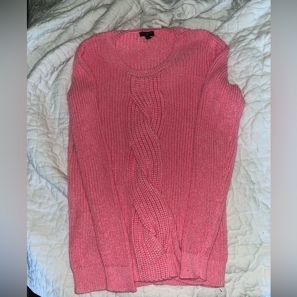 Talbots Womens Neon Pink Barbie Cable Sweater, size small petite - Picture 1 of 2